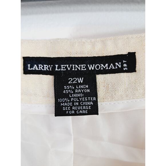 Larry Lavine Woman New! Cream Gold Cropped Pant Size 22W Linen Blend - Picture 7 of 8